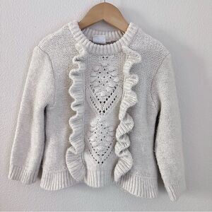 Zara Off-White Ruffle Sweater Size 3/4